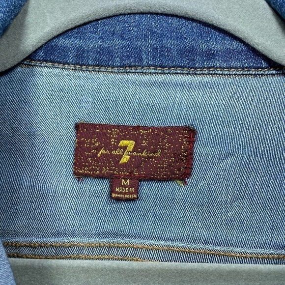 7 For All Mankind Jacket Girls Medium Denim Jean Button up Squad Stretch Party - Picture 2 of 4